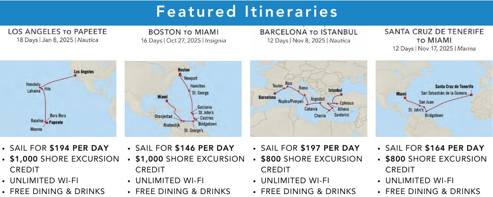 OPEN NOW Oceania Cruises 2025 Itineraries CruiseInsider