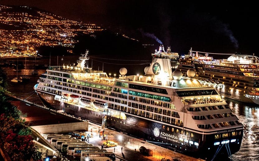Azamara Docked in Madeira At Night